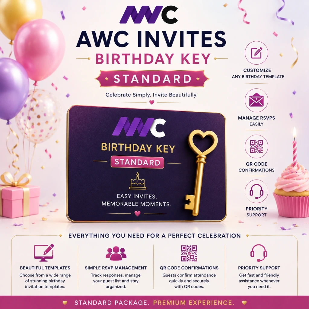 AWC Invites Birthday Key - Premium
