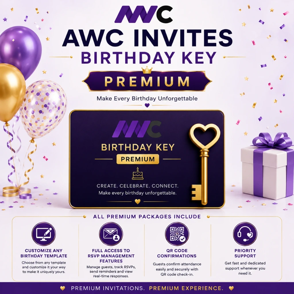 AWC Invites Birthday Key - Premium