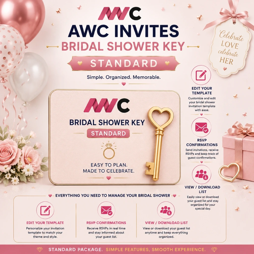 AWC Invites Bridal Shower Key - Standard
